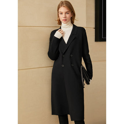 Women's Solid Color Double Breasted Coat - Wnkrs