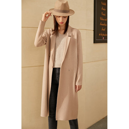 Women's Solid Color Double Breasted Coat - Wnkrs