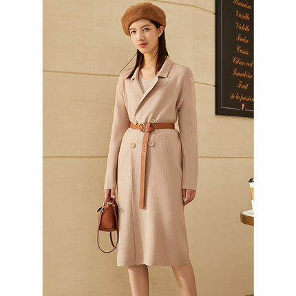 Women's Solid Color Double Breasted Coat - Wnkrs