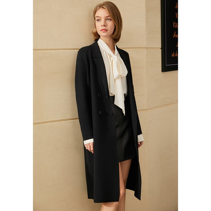 Women's Solid Color Double Breasted Coat - Wnkrs