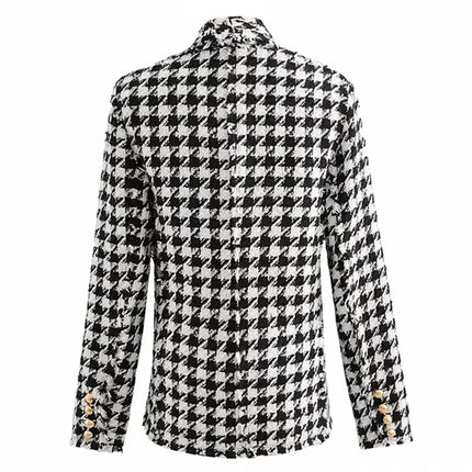 Women's Black / White Plaid Tweed Jacket - Wnkrs