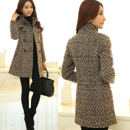 Women's Wool Melange Plaid Winter Coat - Wnkrs