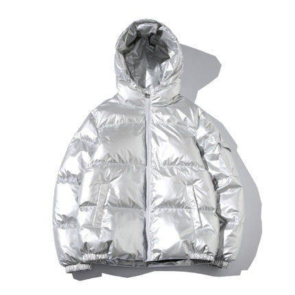 Oversized Women's Down Jacket in Metalic Colors - Wnkrs