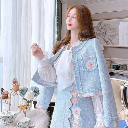 Fashion Embroidered Skirt Suit - Wnkrs