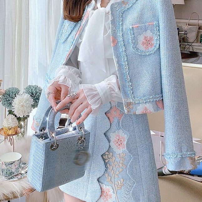 Fashion Embroidered Skirt Suit
