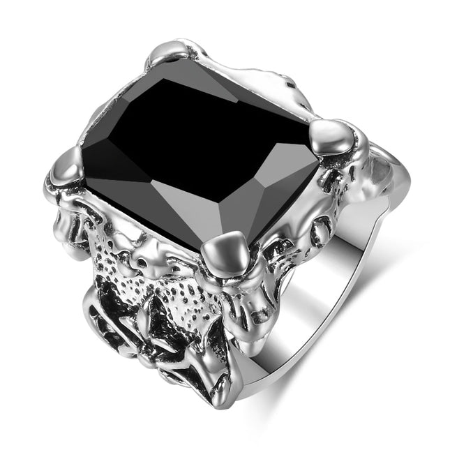 Men's Black Filled Silver Resin Ring - Wnkrs