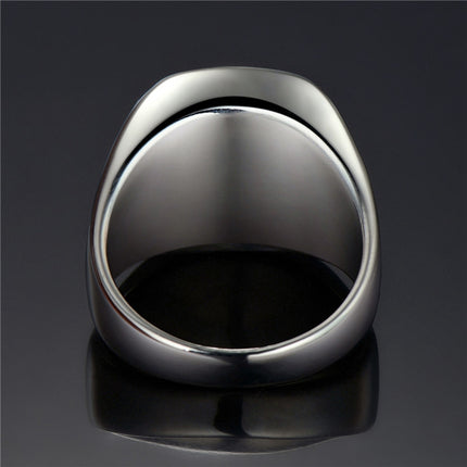 Square Steel Black Stone Titanium Ring for Men - Wnkrs