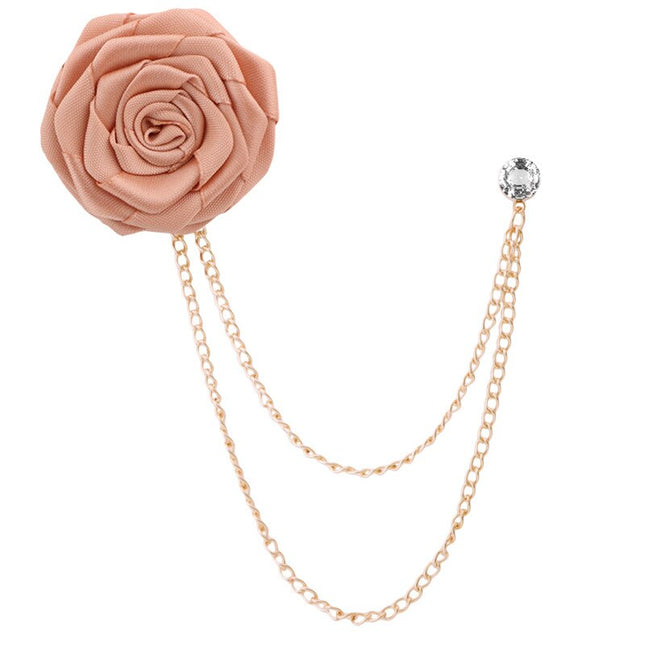 Colorful Rose Flower Lapel Pin with Chains