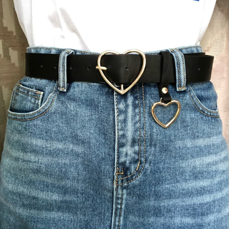 Women's Leather Belt Decorated with Heart