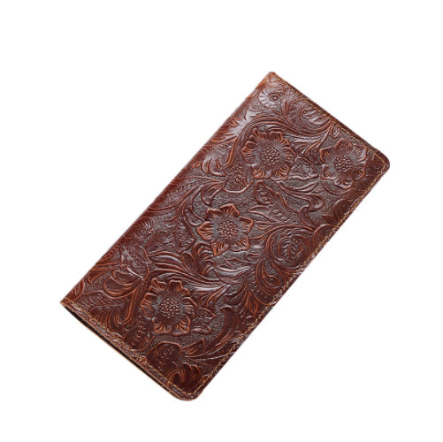 Genuine Leather Women’s Cardholder with Engraved Ornament