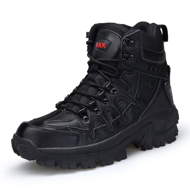 Comfortable Wear-Resistant Leather Men's Military Boots - Wnkrs
