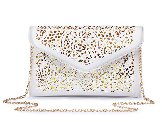 Fashion Envelope Shaped Leather Women's Clutch Bag with Chain