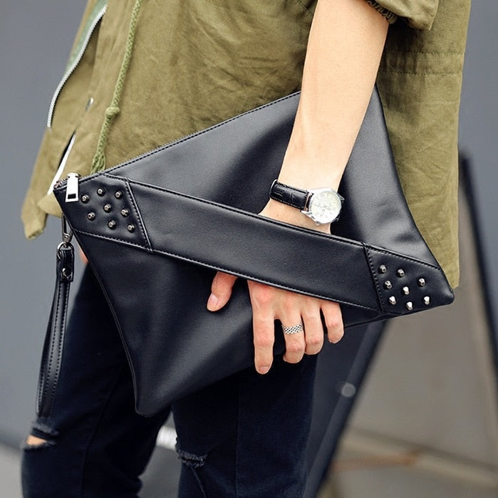Unisex Rivet Decorated Clutch