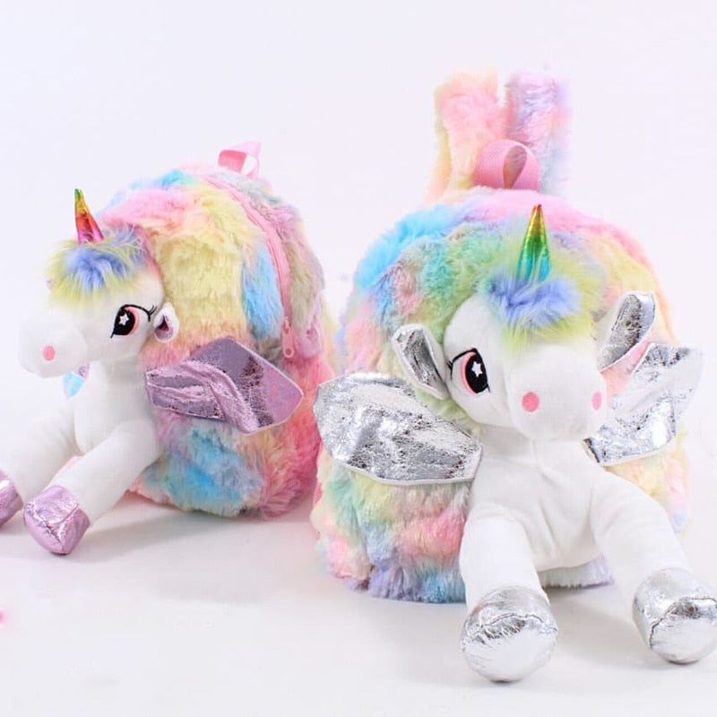 Cute Unicorn Shaped Plush Backpack