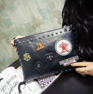 Fashion Badges Decorated Clutch
