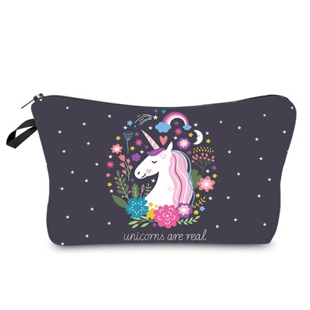 Unicorn Floral Printed Make-Up Cosmetic Bag