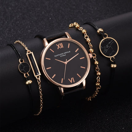 5pcs Woman Quartz Wristwatch with Bracelet - wnkrs