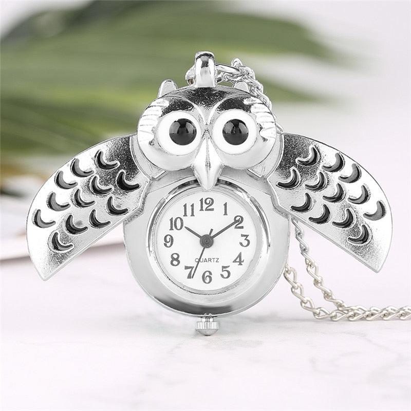 Owl-Shaped Quartz Pocket Watch