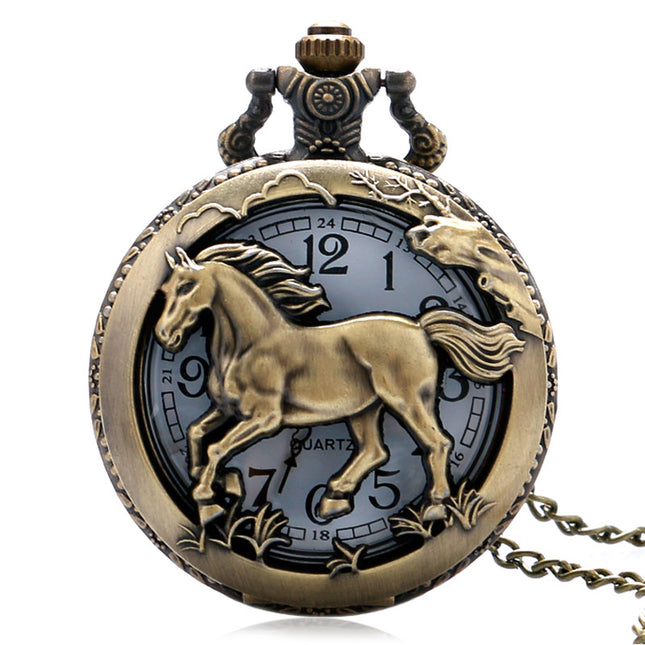 Men's Stylish Pocket Watch with Horse Pattern - wnkrs