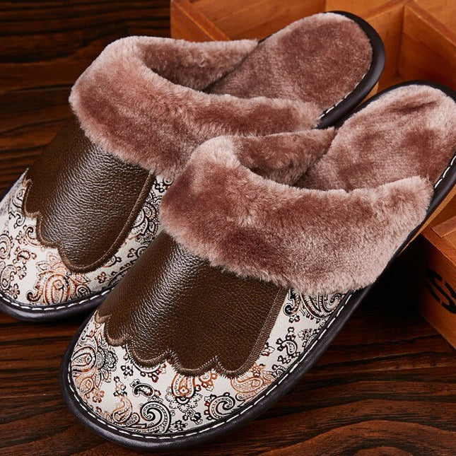 Men's Luxury Fur and Leather Slippers