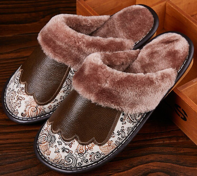 Men's Luxury Fur and Leather Slippers - Wnkrs