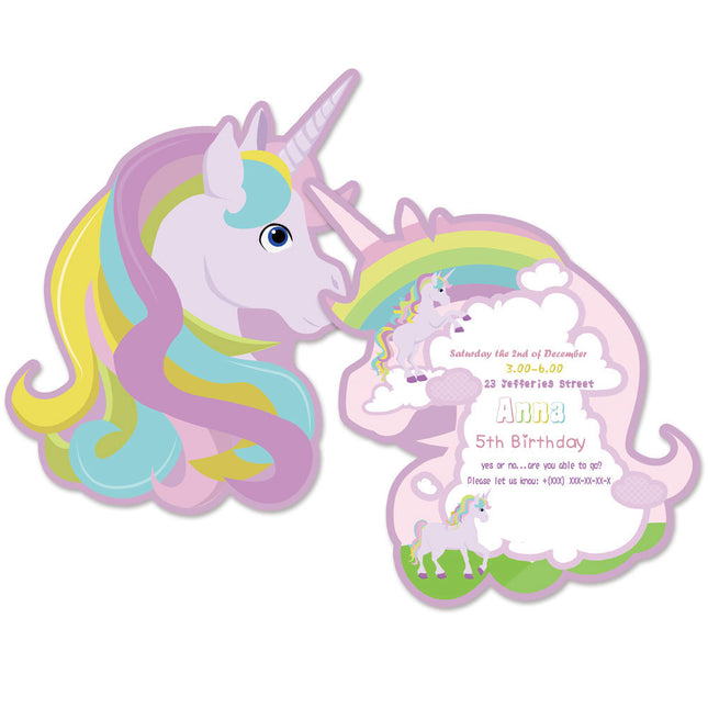 Rainbow Unicorn Invitation Cards Set - wnkrs