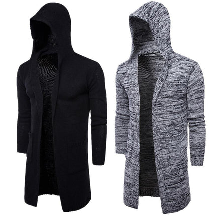 Long Cotton Men's Cardigan in Black and Grey Colors - Wnkrs
