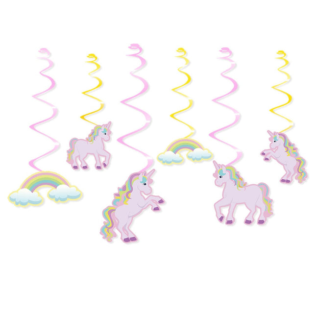 Rainbow Unicorn Design Party Ceiling Swirls 6 pcs Set - wnkrs