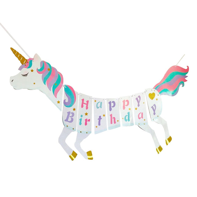 Unicorn Shaped Birthday Banner - Wnkrs