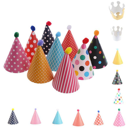 Birthday Party Cone Hats with Pom 11 pcs Set - wnkrs