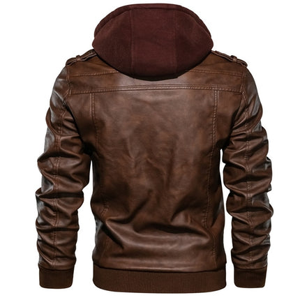 Men's Leather Jacket with Hood - Wnkrs