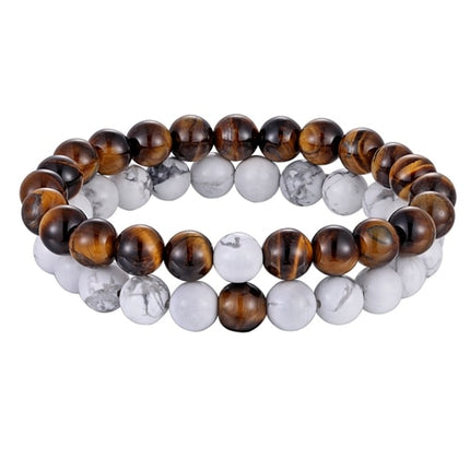 Natural Stone Beaded Bracelets Pair for Couples - Wnkrs