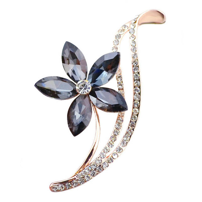 Elegant Flower Shaped Sparkling Metal Women's Brooch