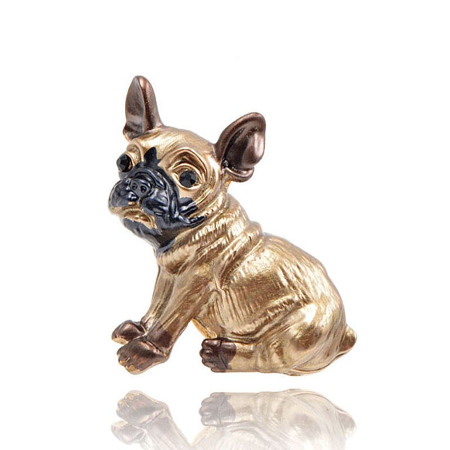 Gold Brooch with a Small Dog for Women and Men