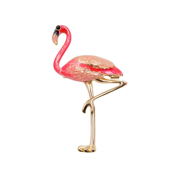 Cute Enamel Flamingo Shaped Brooch
