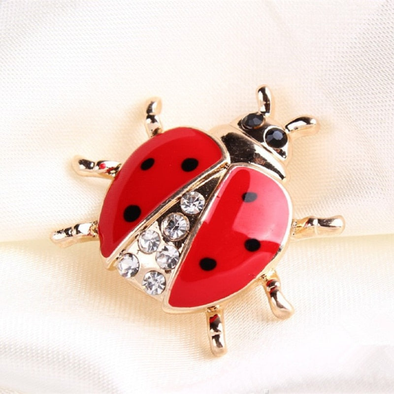 Colorful Ladybug Brooch with Rhinestone