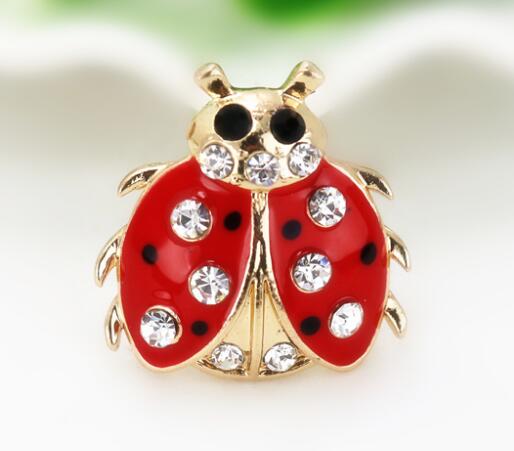 Colorful Ladybug Brooch with Rhinestone
