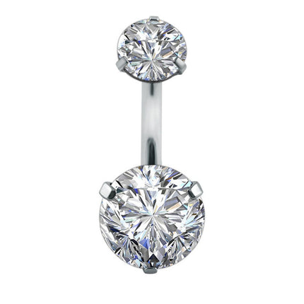 Elegant Cubic Zirconia Crystal Piercing Belly Ring - Wnkrs