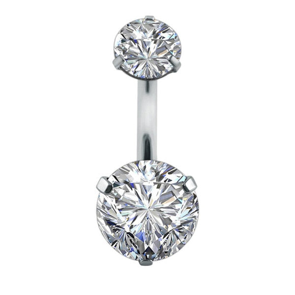 Elegant Cubic Zirconia Crystal Piercing Belly Ring - Wnkrs