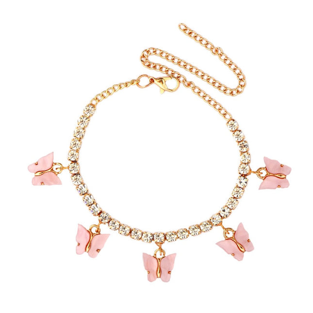 Butterfly Rhinestone Women's Ankle Bracelet - Wnkrs