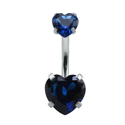 Heart-Shaped Cubic Zirconia Crystal Piercing Belly Ring - Wnkrs