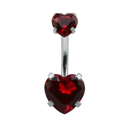 Heart-Shaped Cubic Zirconia Crystal Piercing Belly Ring - Wnkrs