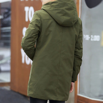 Cute Long Windproof Thickened Cotton Men's Parka Jacket - Wnkrs