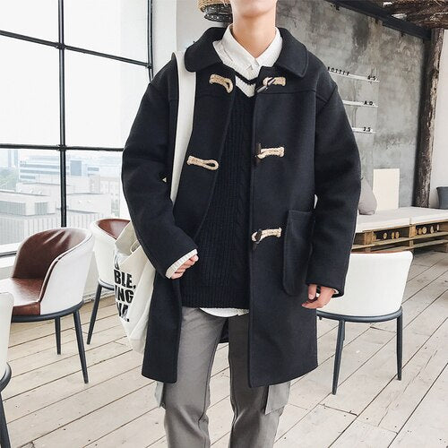 Men's Classic Duffle Coat with Horn Buttons - Wnkrs