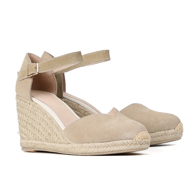 Black and Beige Wedge Sandals for Women