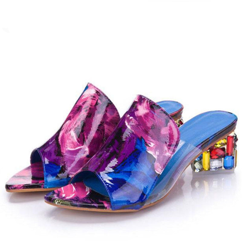Fashion Colorful High Heeled Flip Flops