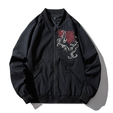 Men's Bomber Jacket with Chinese Dragon Embroidery - Wnkrs