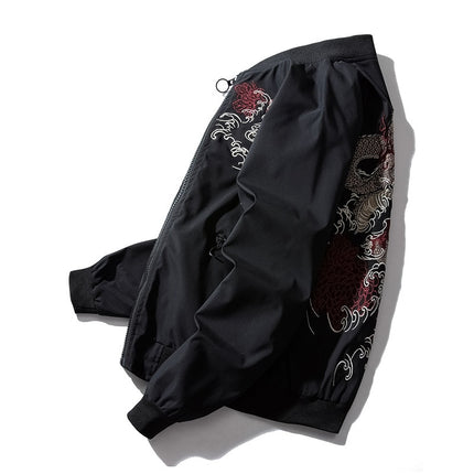 Men's Bomber Jacket with Chinese Dragon Embroidery - Wnkrs