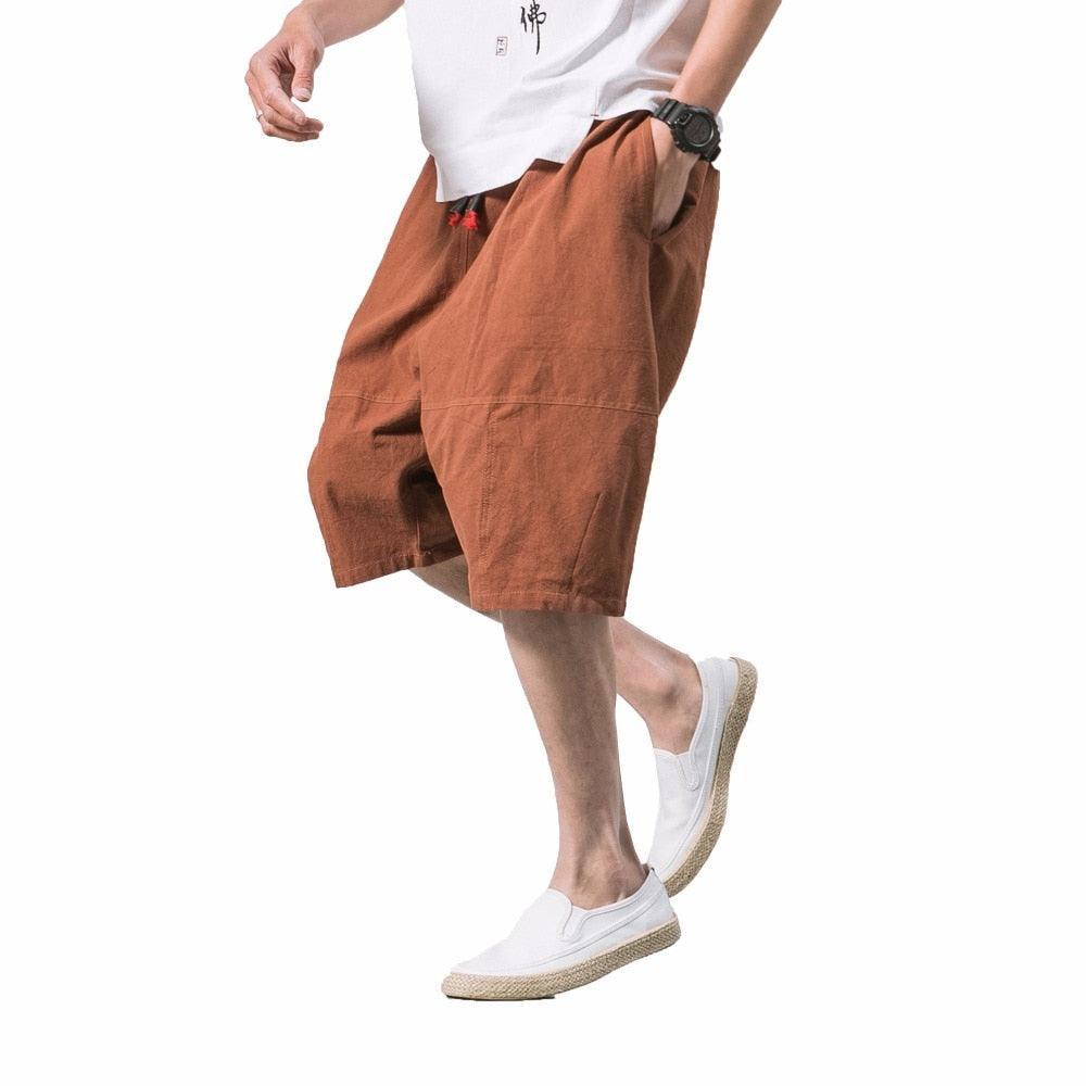Men's Breathable Calf Length Elastic Waist Shorts