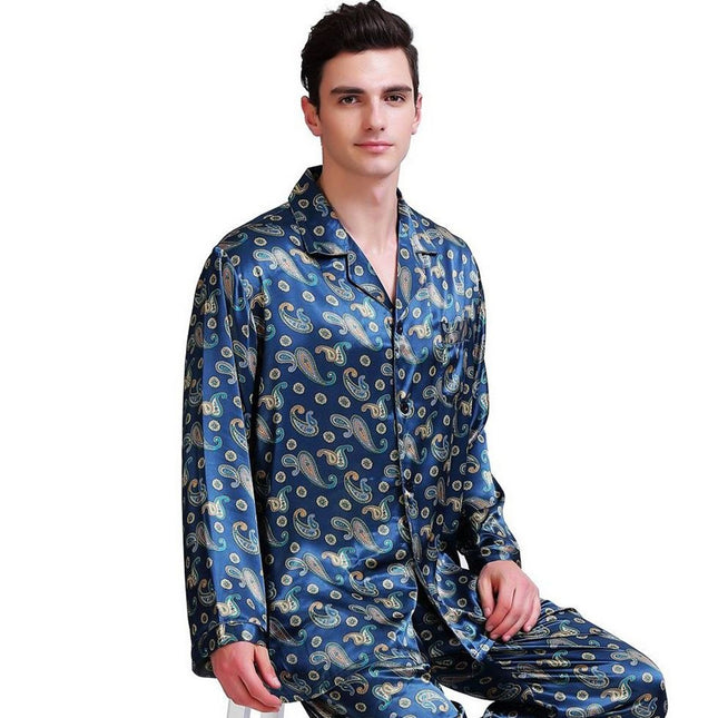 Boho Paisley Printed Satin Men's Sleeping Pajamas